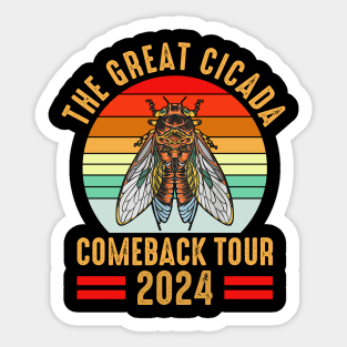 The Great Cicada Comeback Tour 2024 Vintage Background Sticker